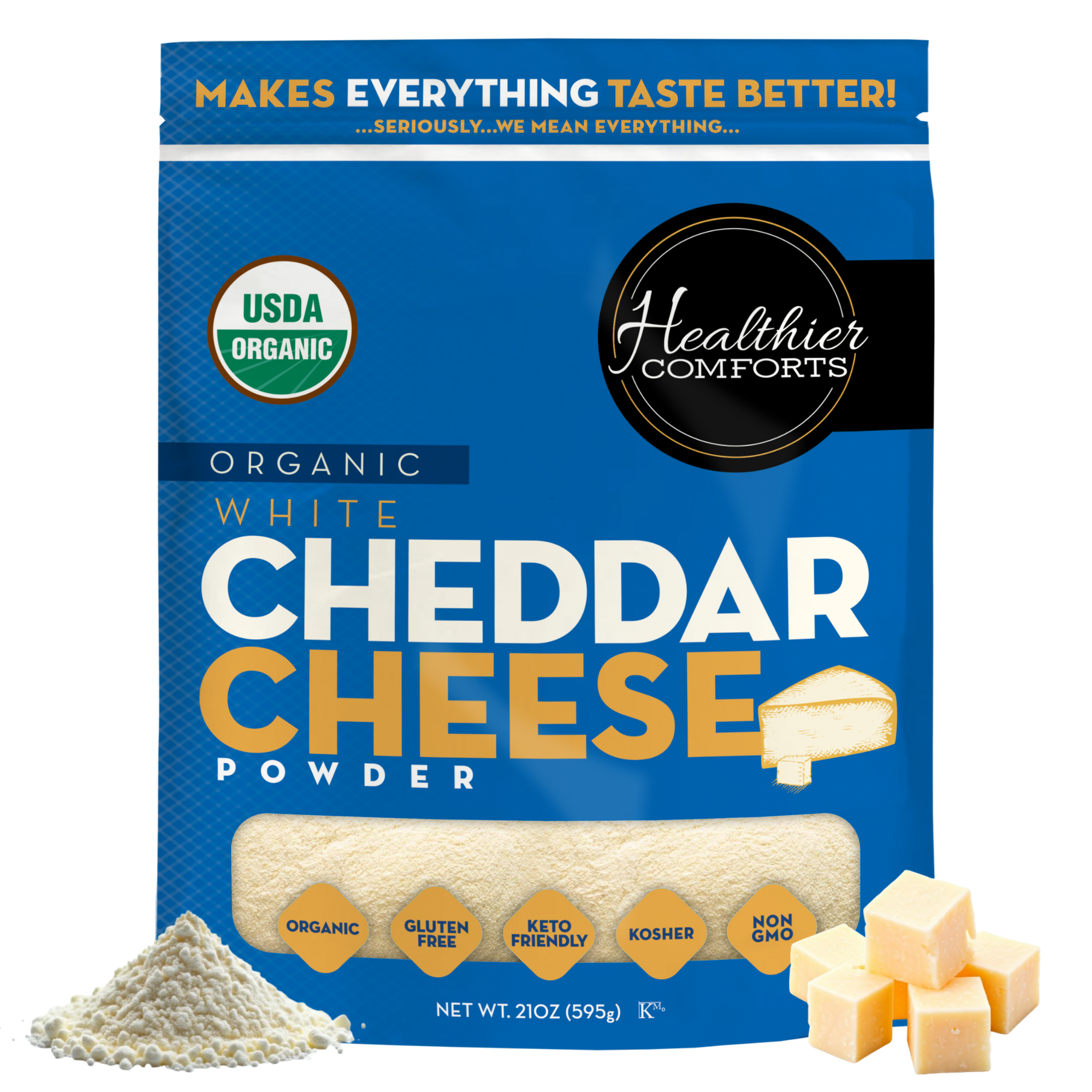 Premium Organic White Cheddar Cheese Powder – Healthier Comforts