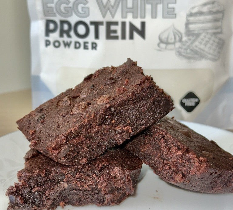 fudgy vegan brownies with the animal free egg white protein powder