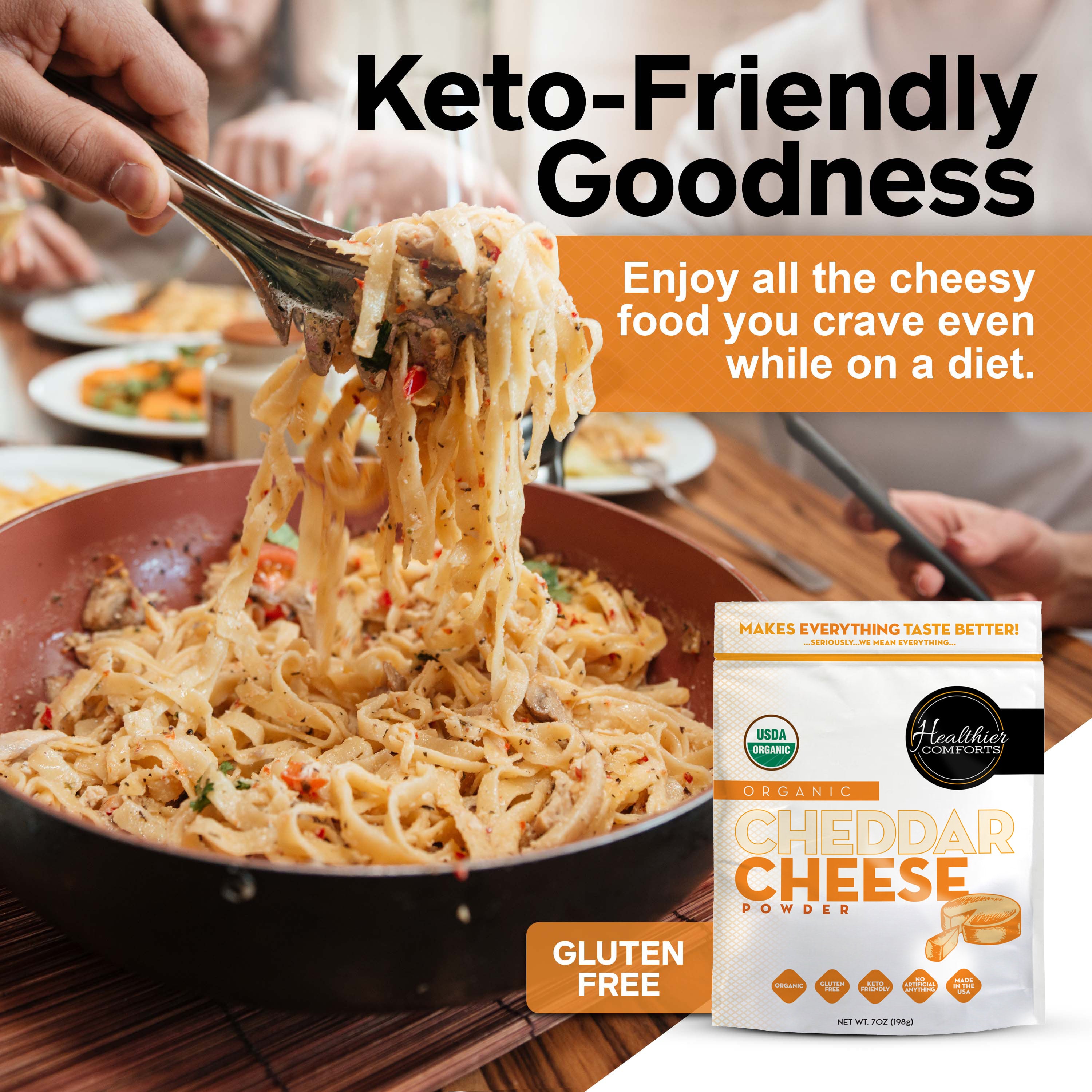 Organic Cheddar Cheese Powder (Orange)