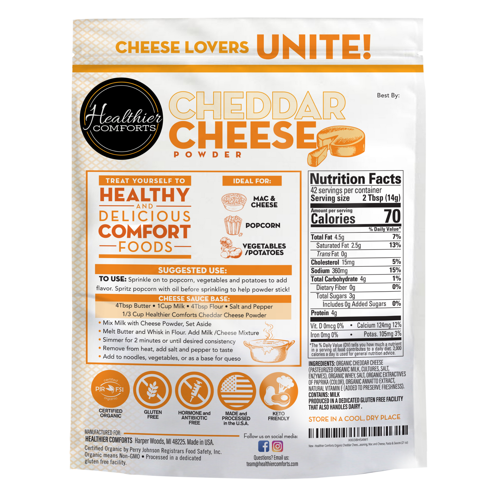 Organic Cheddar Cheese Powder (Orange)