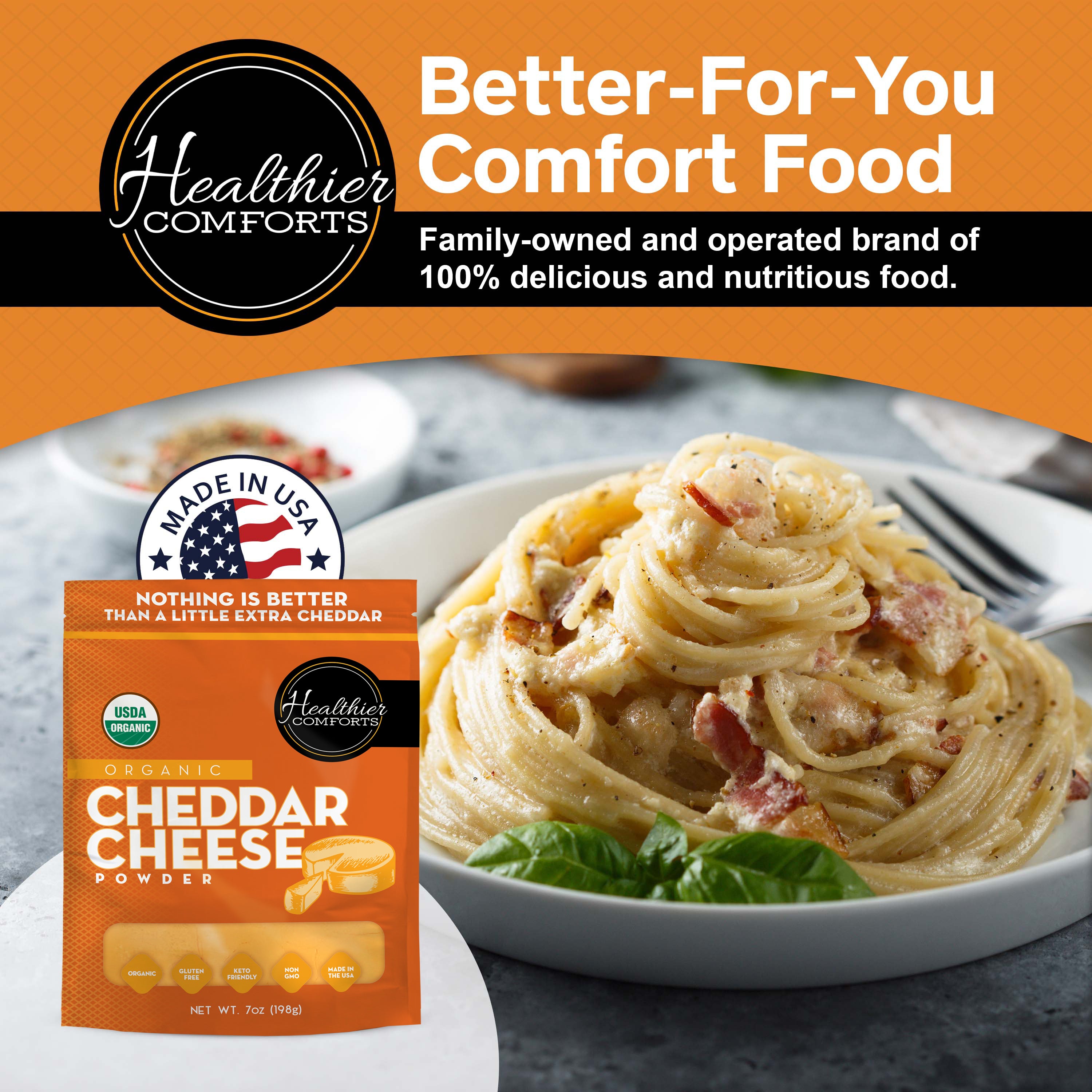 Organic Cheddar Cheese Powder (Orange)