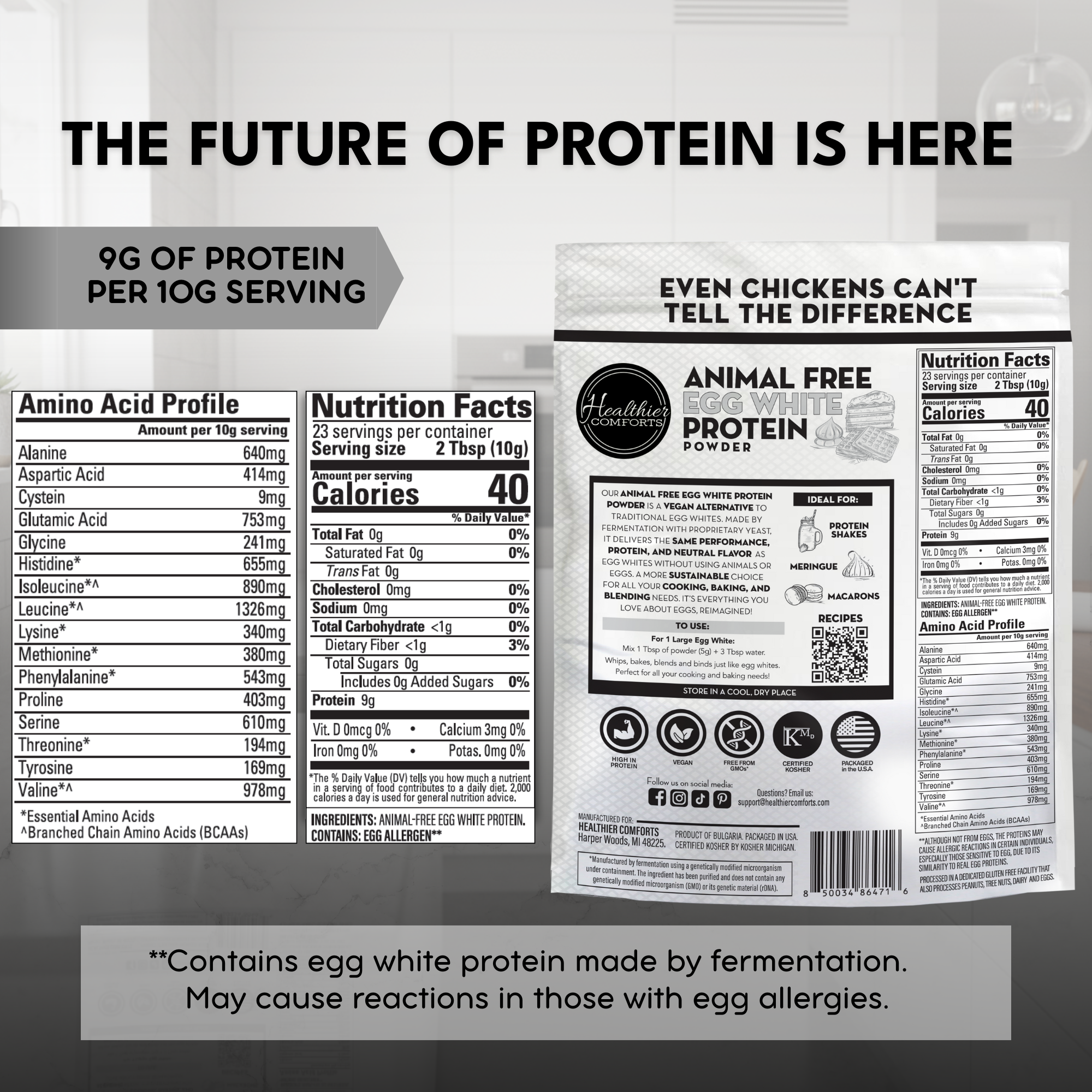 Animal-Free Egg White Protein Powder