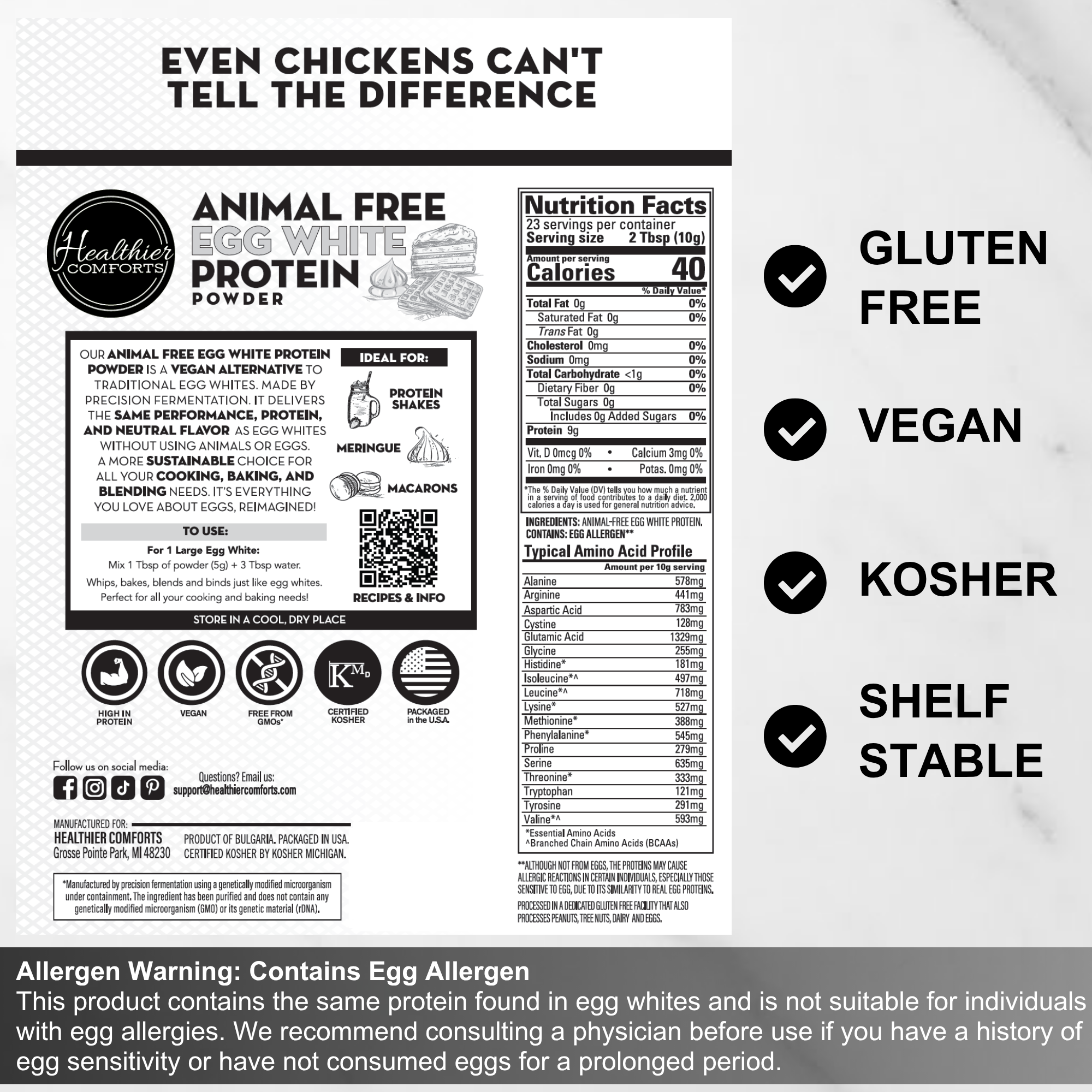 Animal-Free Egg White Protein Powder