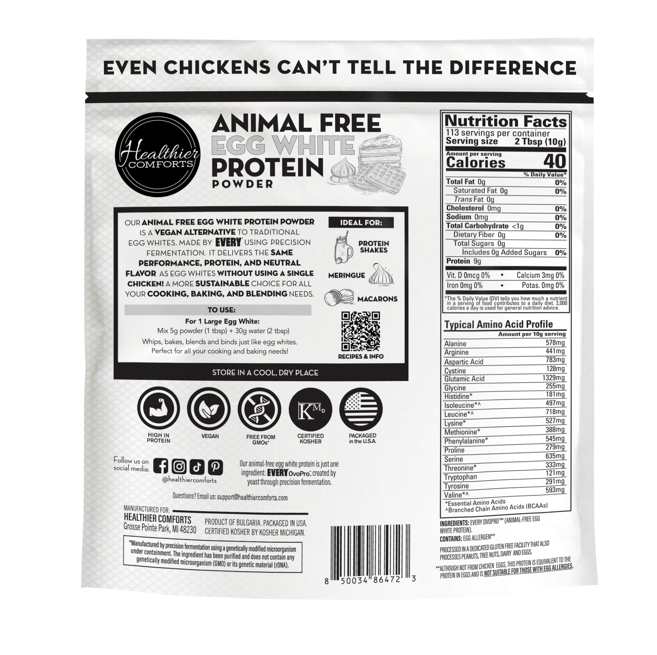 Animal-Free Egg White Protein Powder