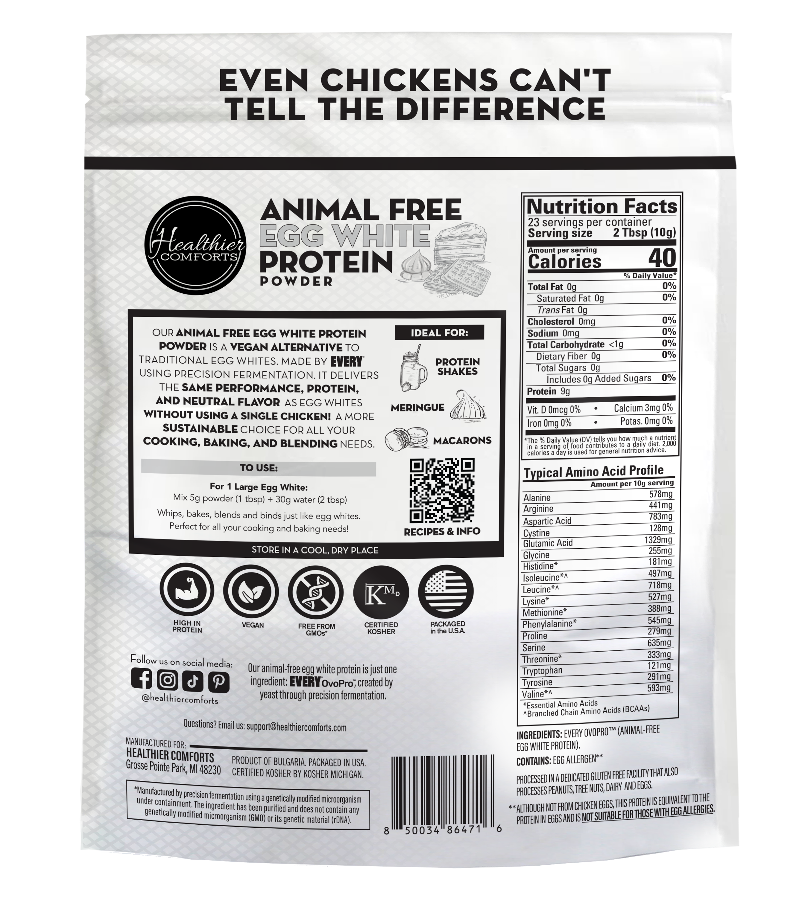 Animal-Free Egg White Protein Powder