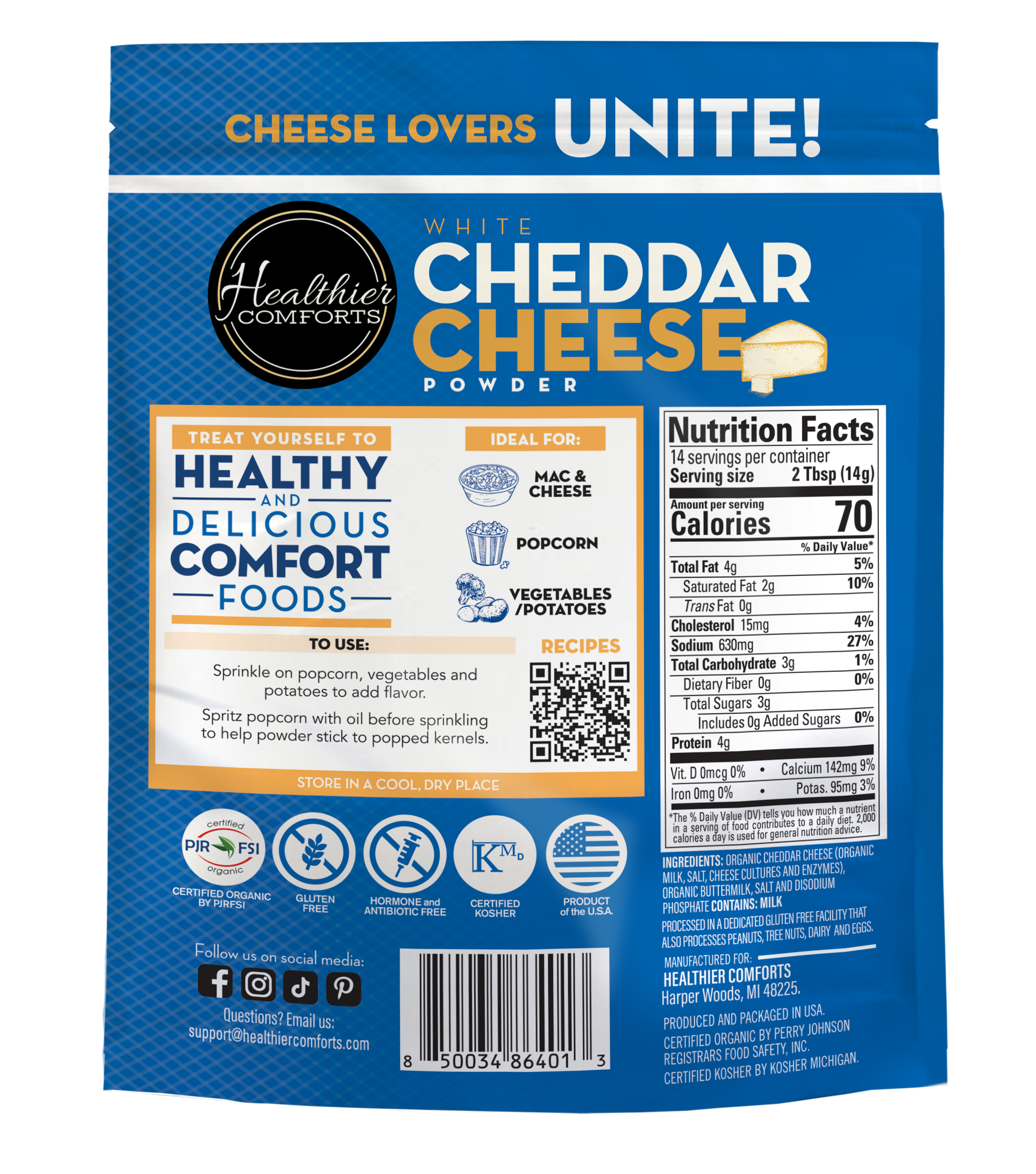 Organic Cheddar Cheese Powder (White)
