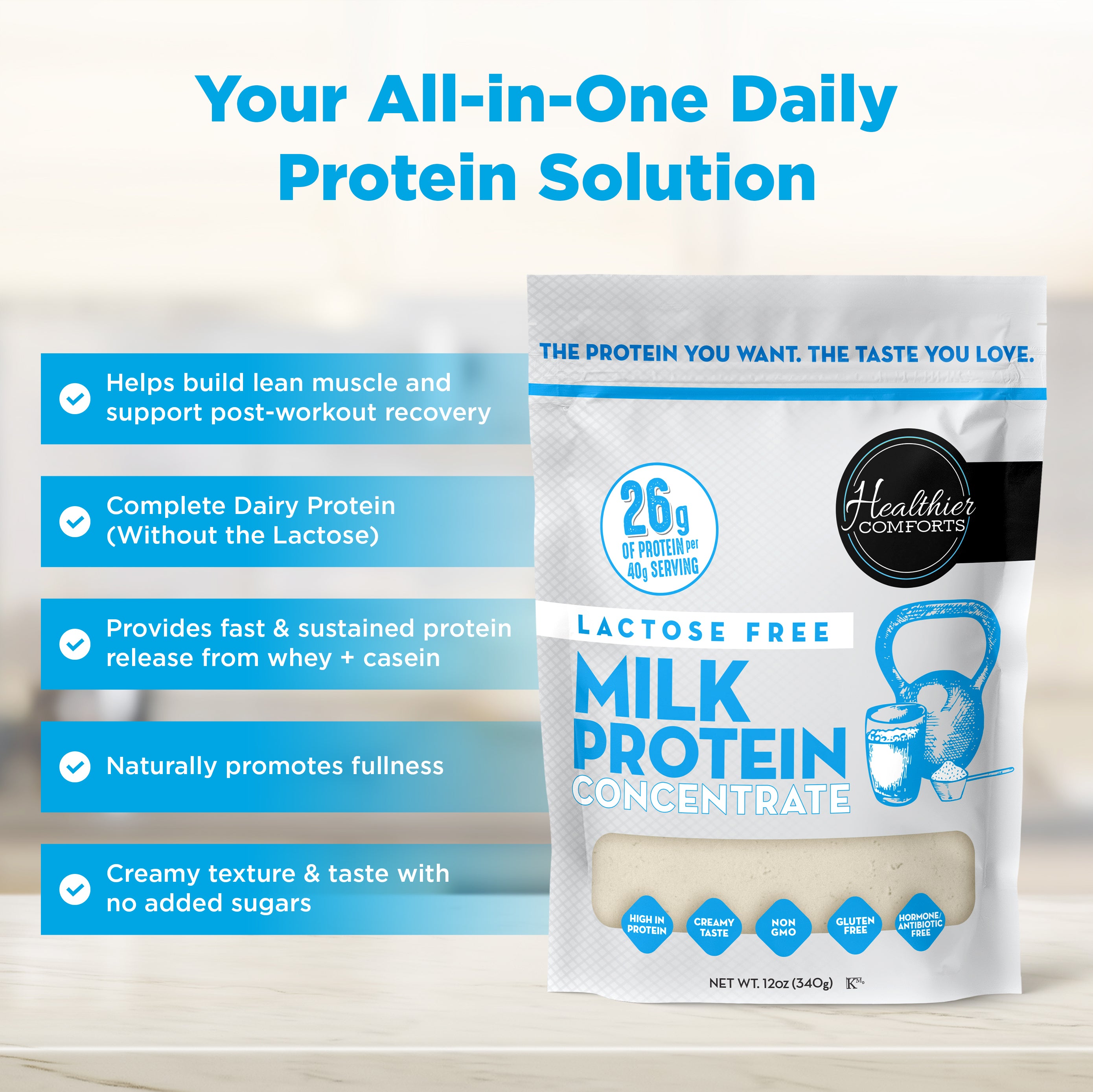 Lactose Free Milk Protein Concentrate Powder (Unflavored)