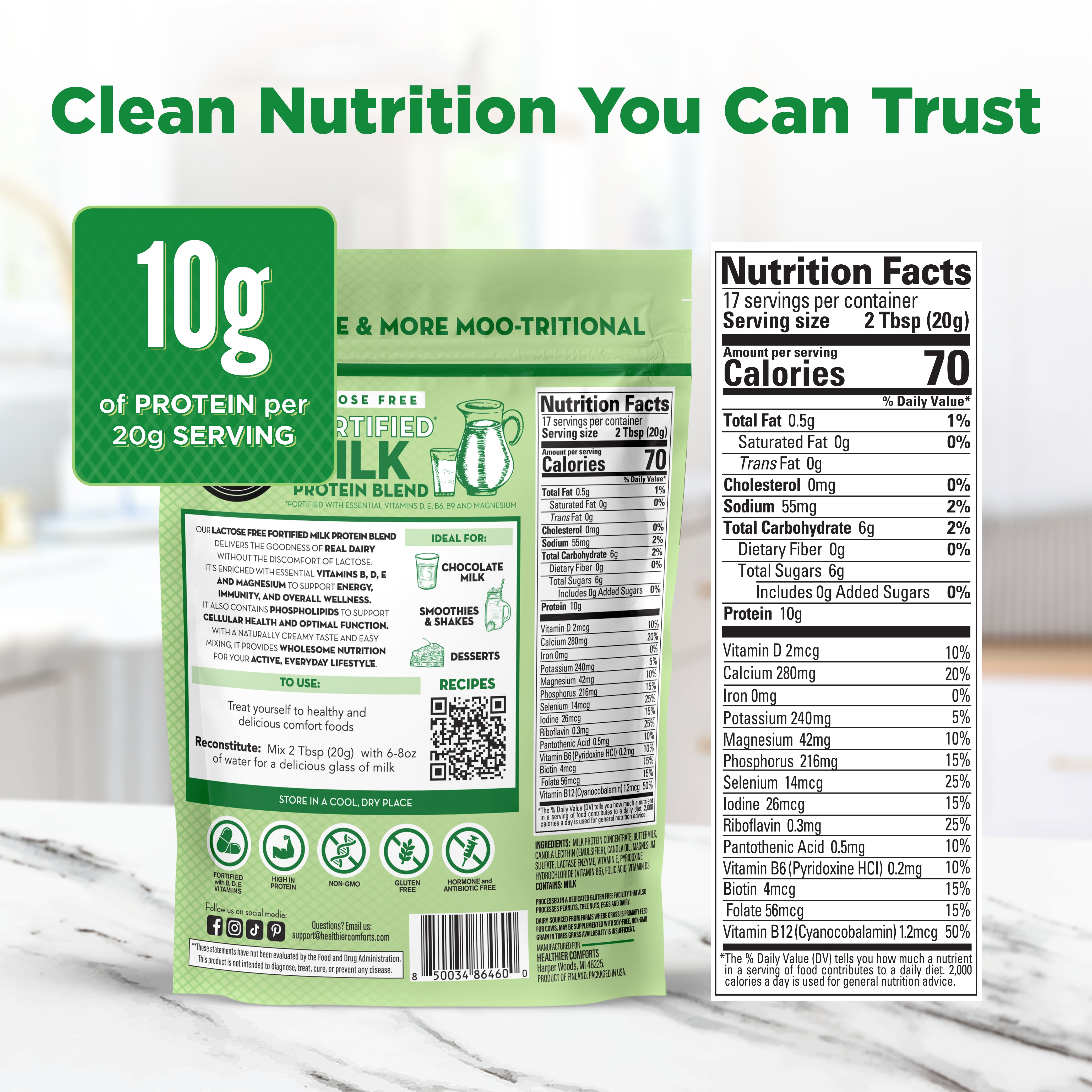 Lactose Free Fortified Milk Protein Blend