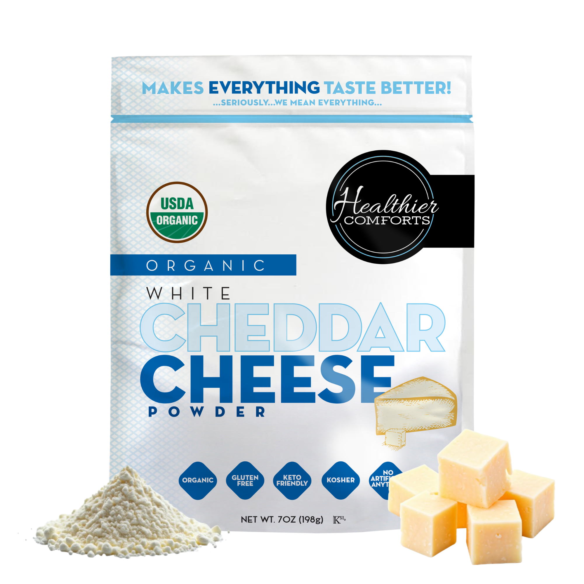 Premium Organic White Cheddar Cheese Powder – Healthier Comforts