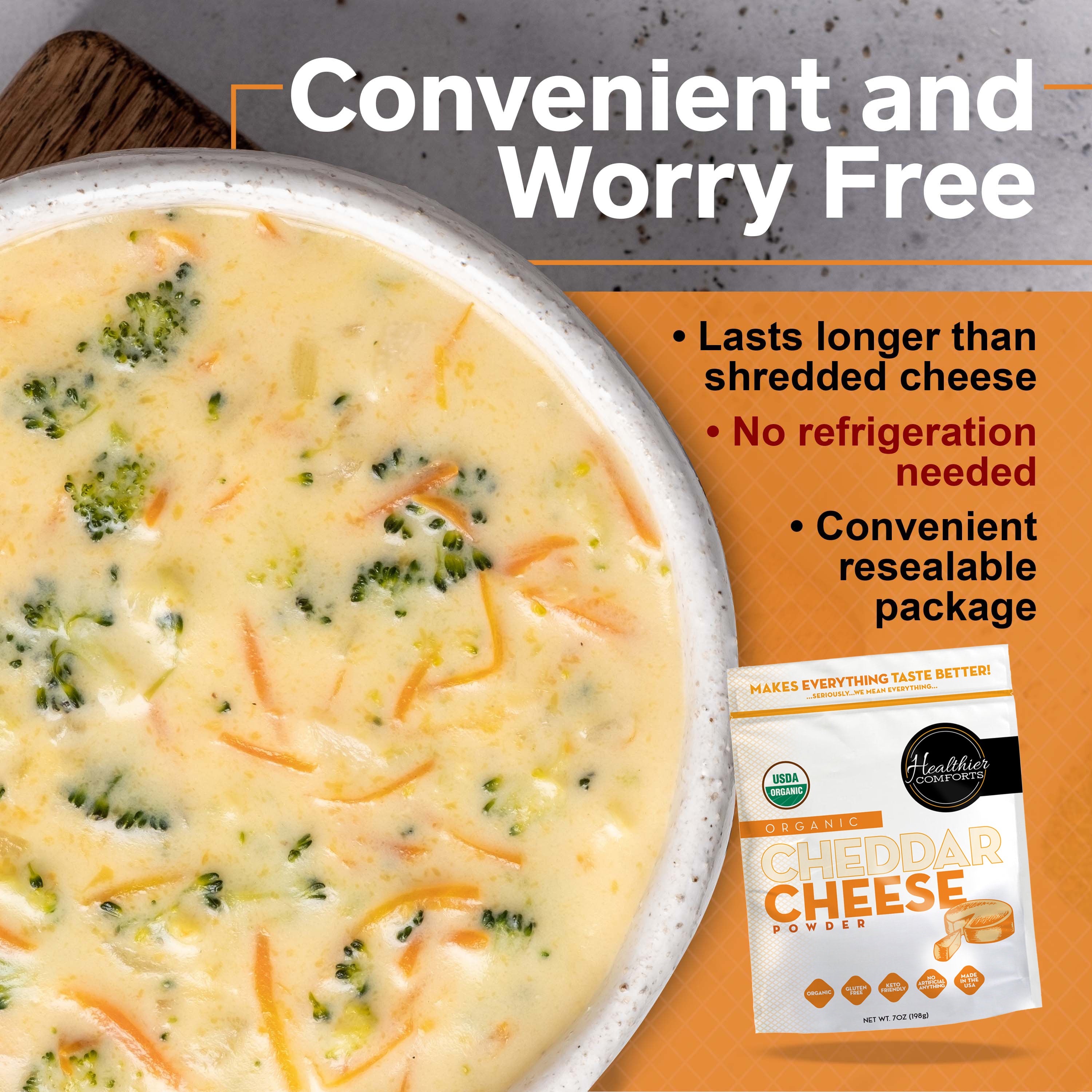 Organic Cheddar Cheese Powder (Orange)